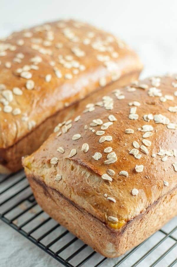 This Honey Oatmeal Bread recipe is an all-time favorite! It's light, airy, a touch sweet, and has a spongy crumb. It is an absolute perfect bread recipe! https://www.mamagourmand.com