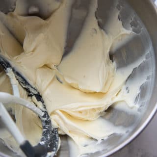 showing cream cheese powdered sugar mixture