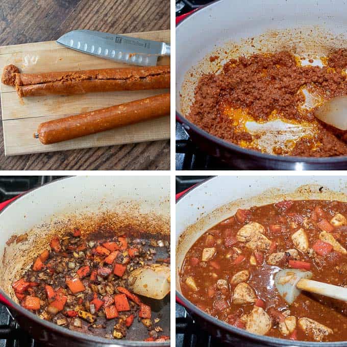 images showing how to make chorizo chicken chili