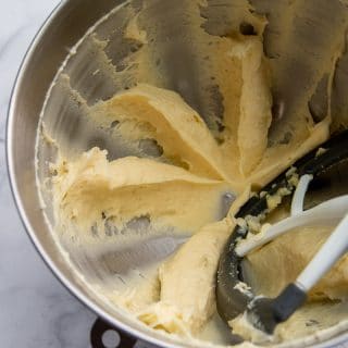 churro dough in a mixing bowl