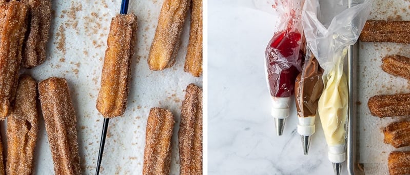 images showing how to fill stuffed churros