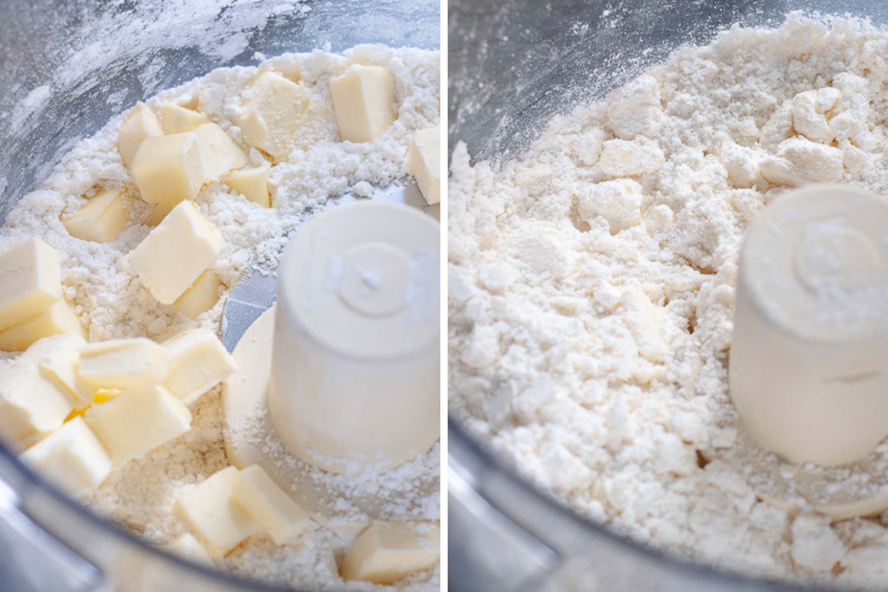 images showing how to make pie crust in a food processor
