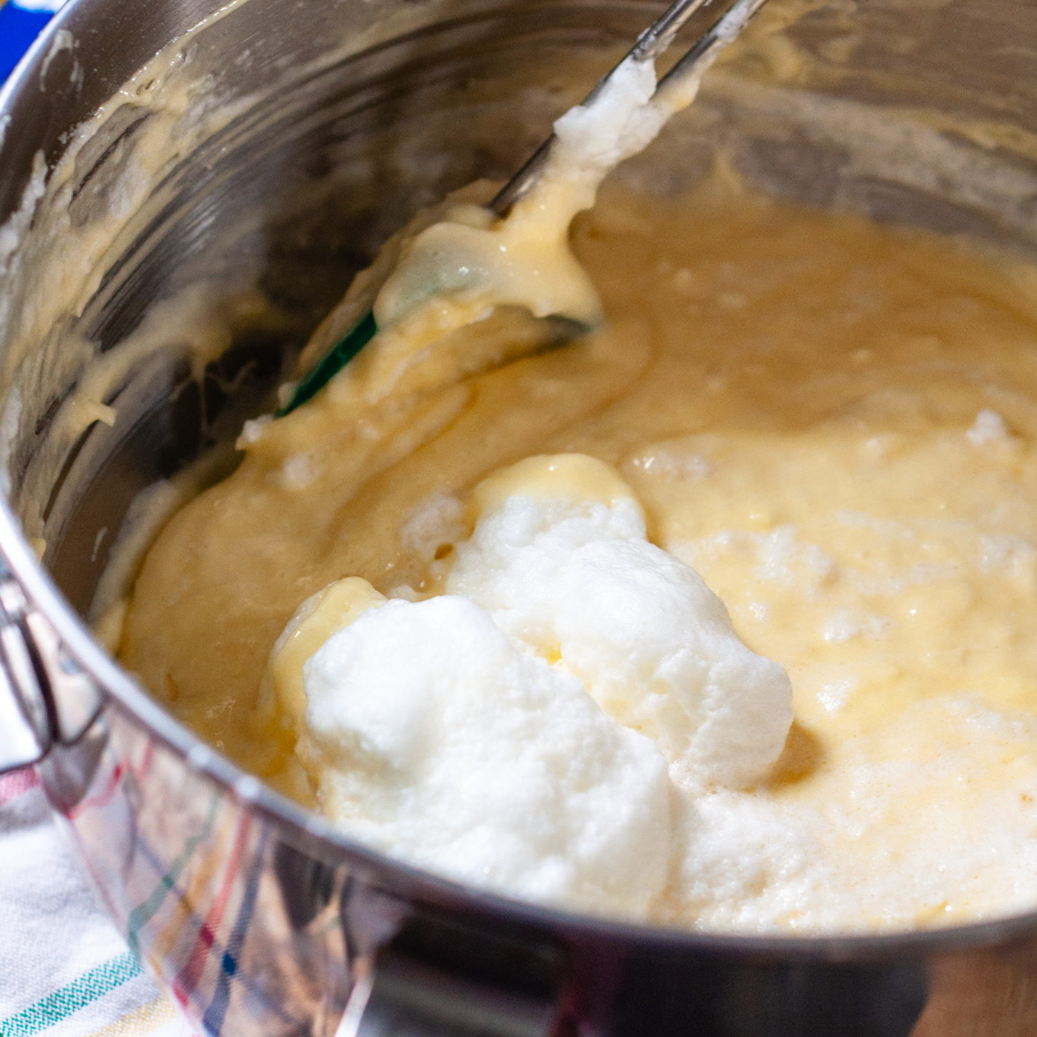 egg whites folded into the cake batter.
