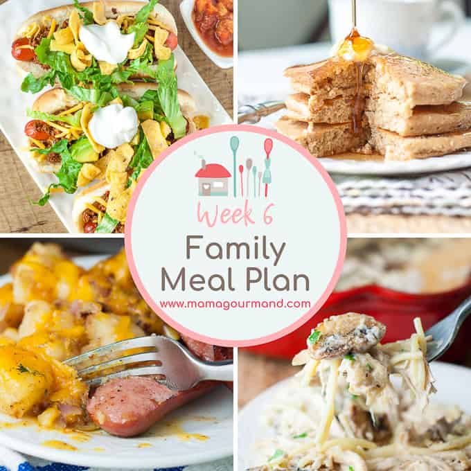collage of pictures showing weekly meal plan dinners
