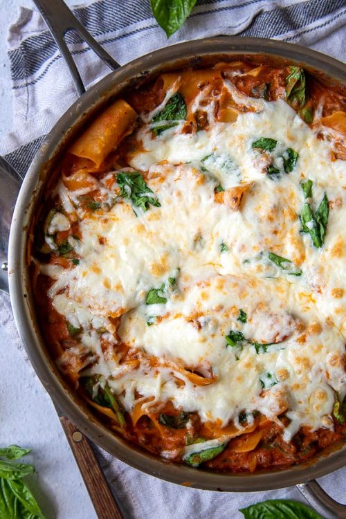 Skillet Lasagna - Easy, Cheesey, One Pot in 30 minutes!