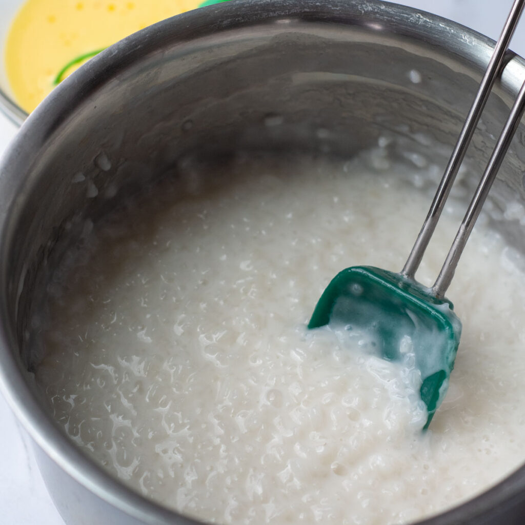 the rice and coconut milk mixture.