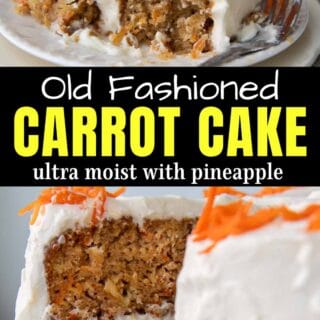 pinterest pin for old fashioned pineapple carrot cake recipe