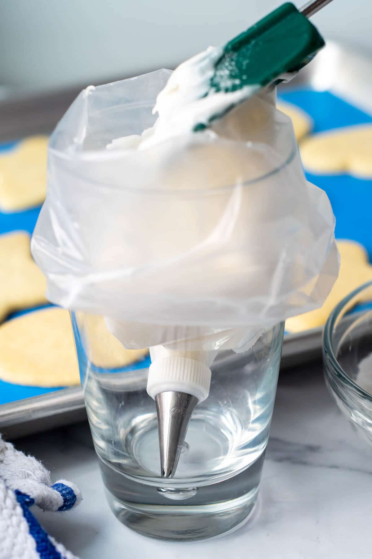 icing going into a piping bag