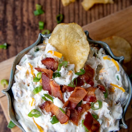 Quick 2-Step Bacon Cheddar Ranch Dip - Serve Hot or Cold