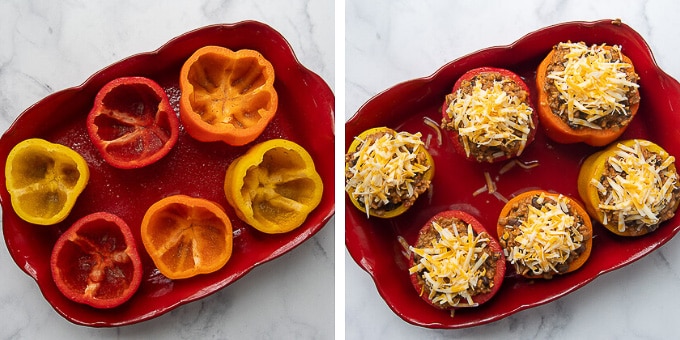 images showing how to fill stuffed peppers