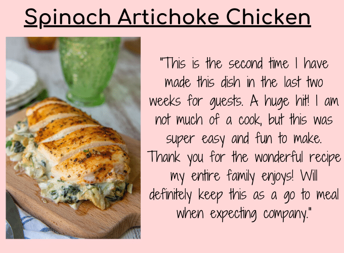 spinach artichoke chicken testimonial 