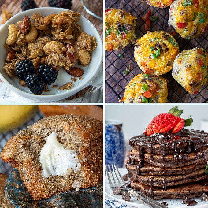 a collage of images of gluten free breakfast recipes for kids