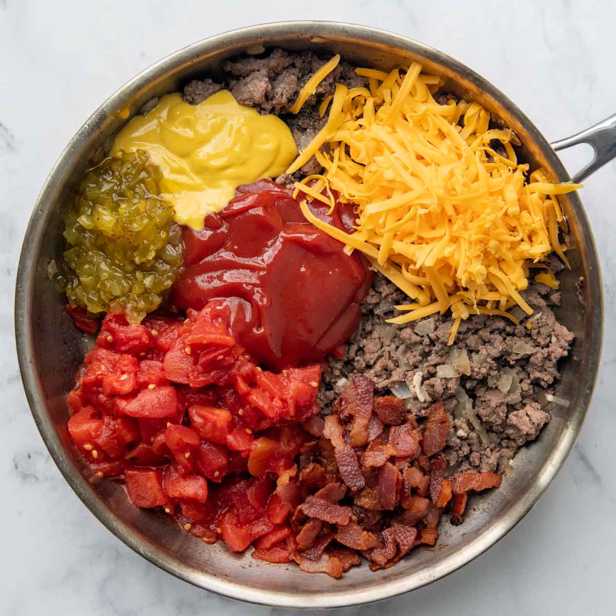ground beef with cheeseburger sauce ingredients.