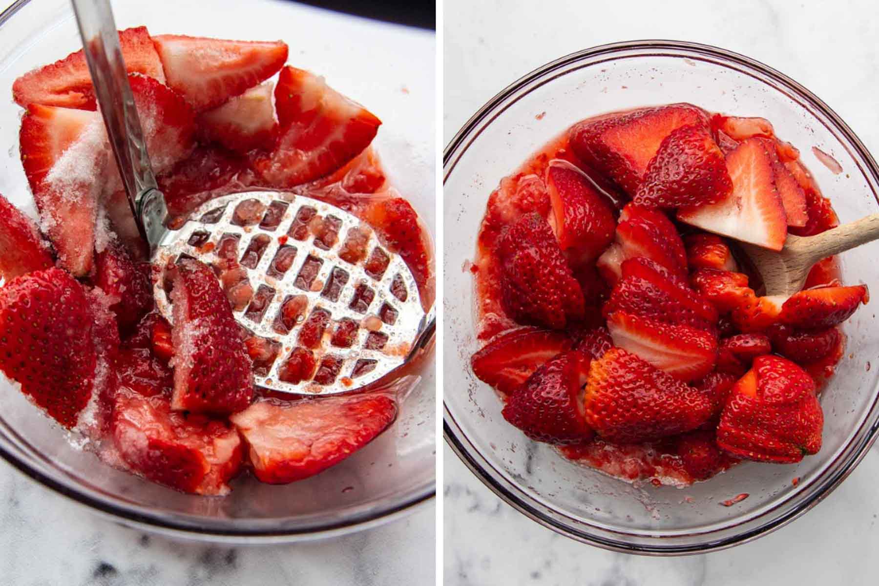 images showing how to make the strawberry sauce