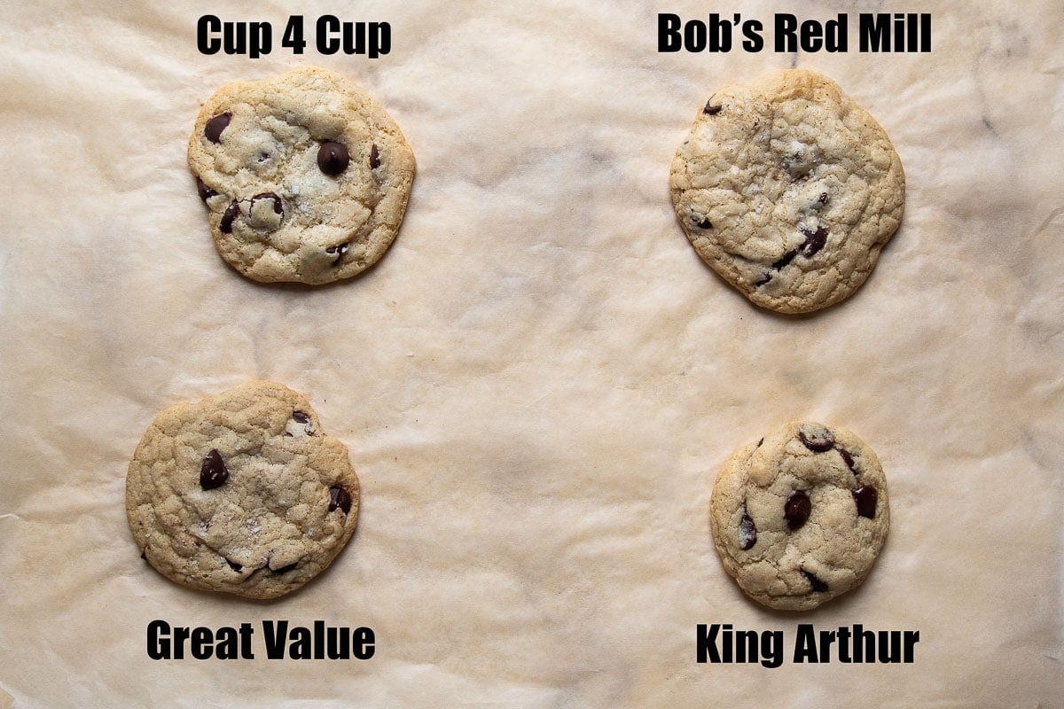 image showing samples of cookies baked with different gluten free flour