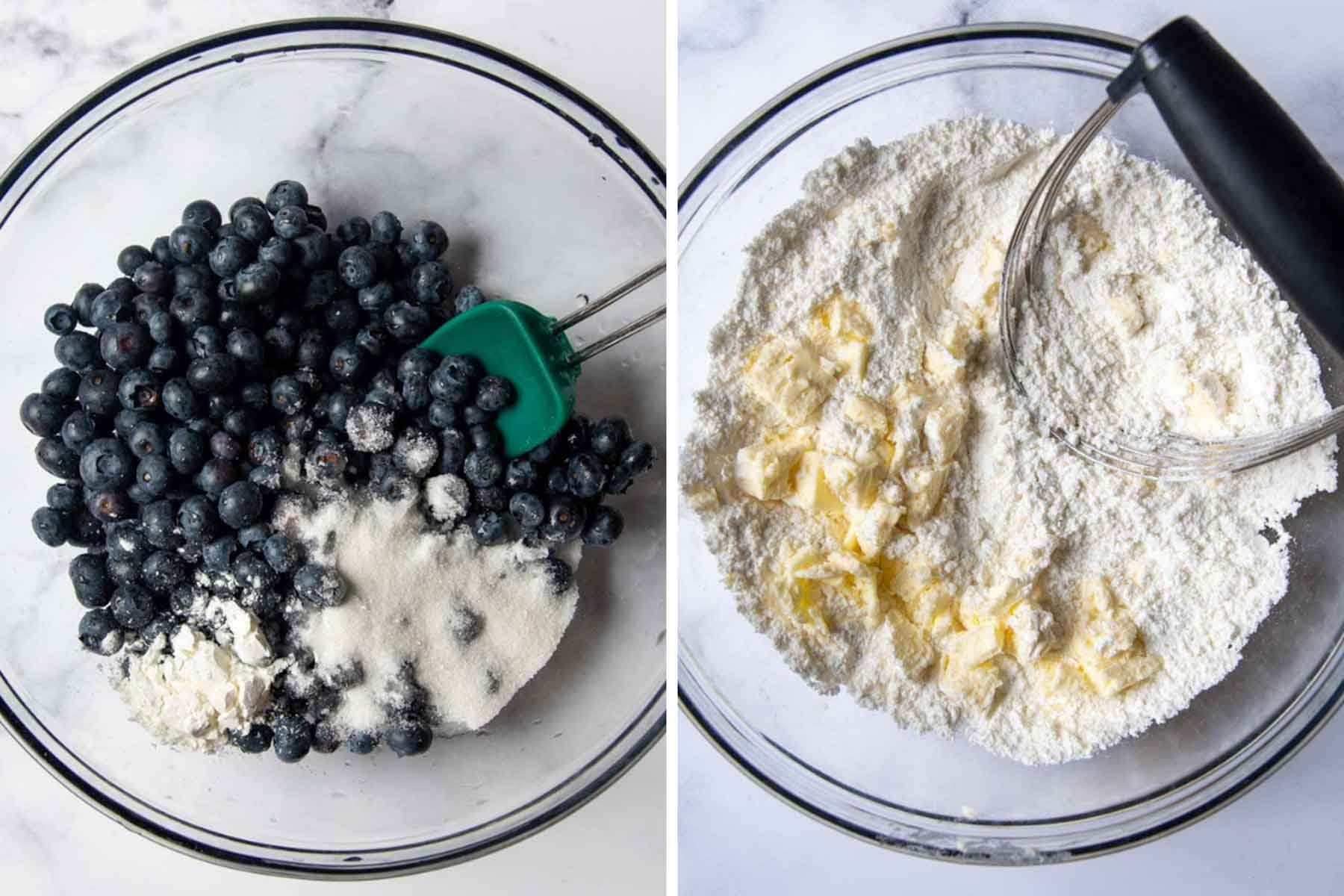images showing to make blueberry cobbler