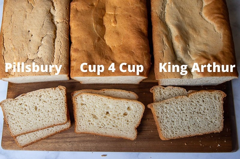 sliced bread made with 3 different gluten free flours