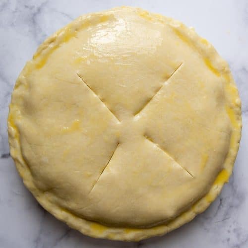 gluten free pie crust over the filling and brushed with egg wash