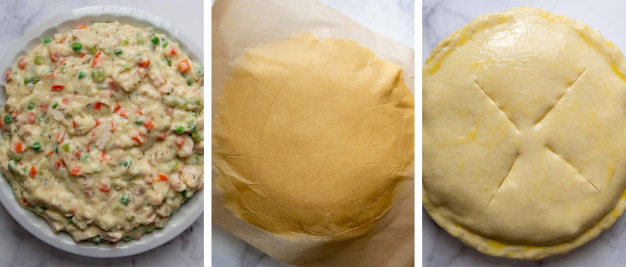 images showing how to place crust on pot pie