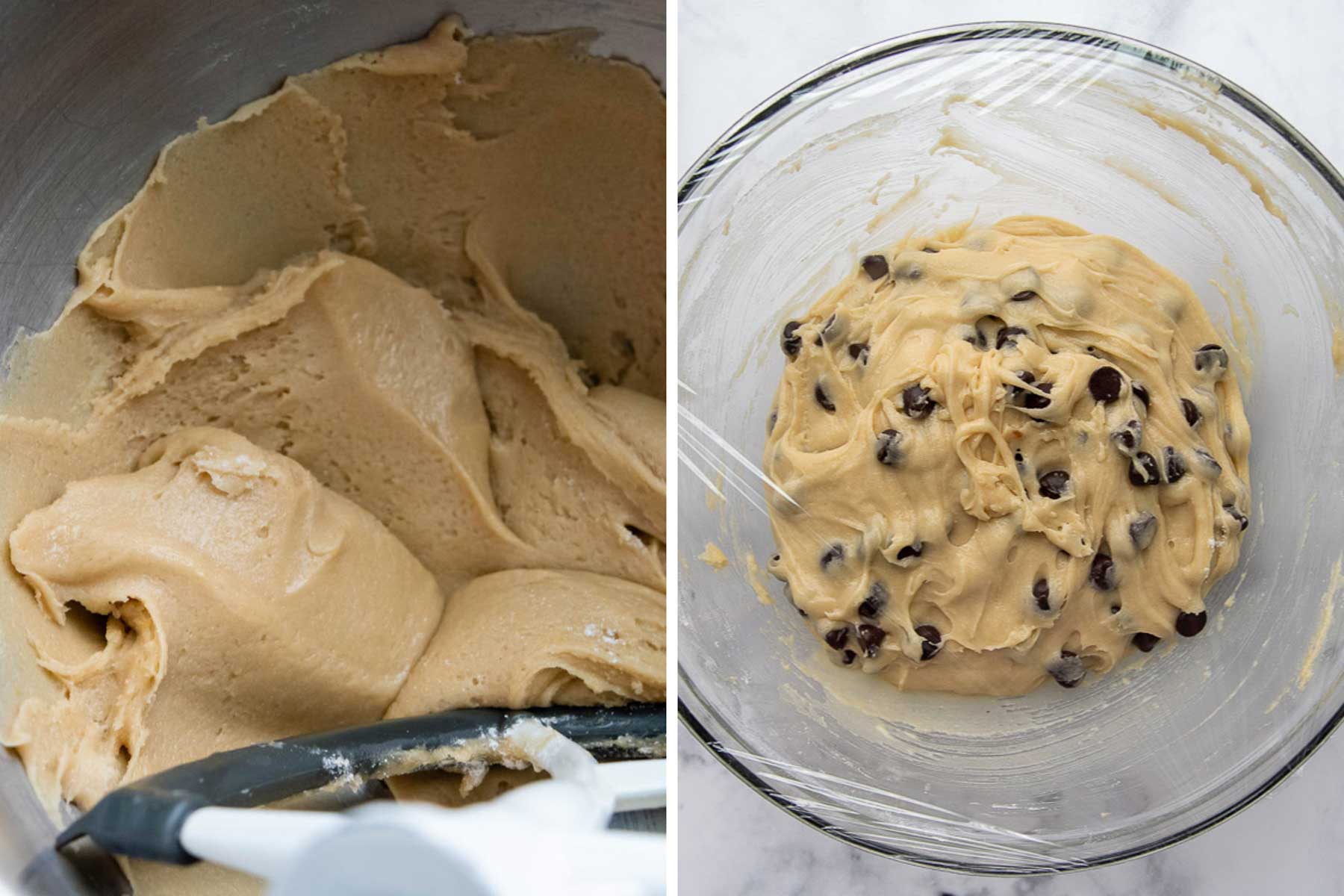 images showing how to make gluten free chocolate chip cookies.