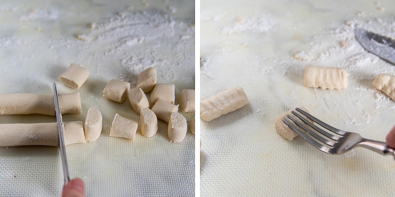 images showing how to cut the gnocchi