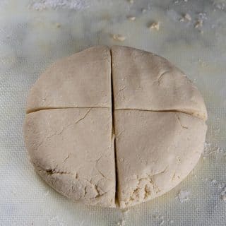 dough cut in 4 pieces