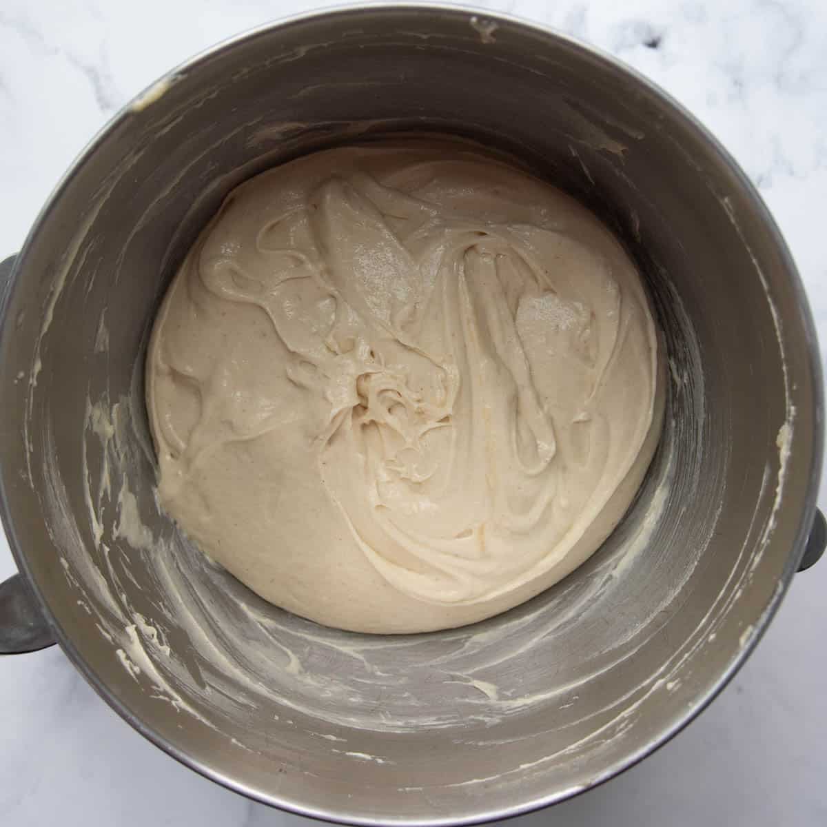challah bread dough in a bowl before rising.