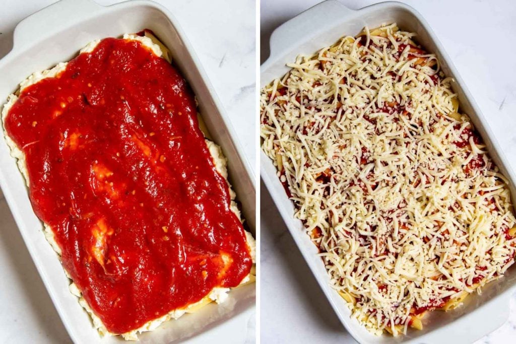 more images of how to assemble meatless baked ziti