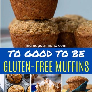 a collage of different gluten-free muffins with text