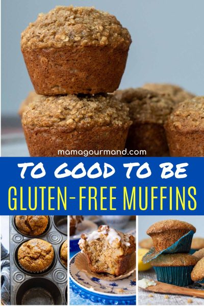 a collage of different gluten-free muffins with text