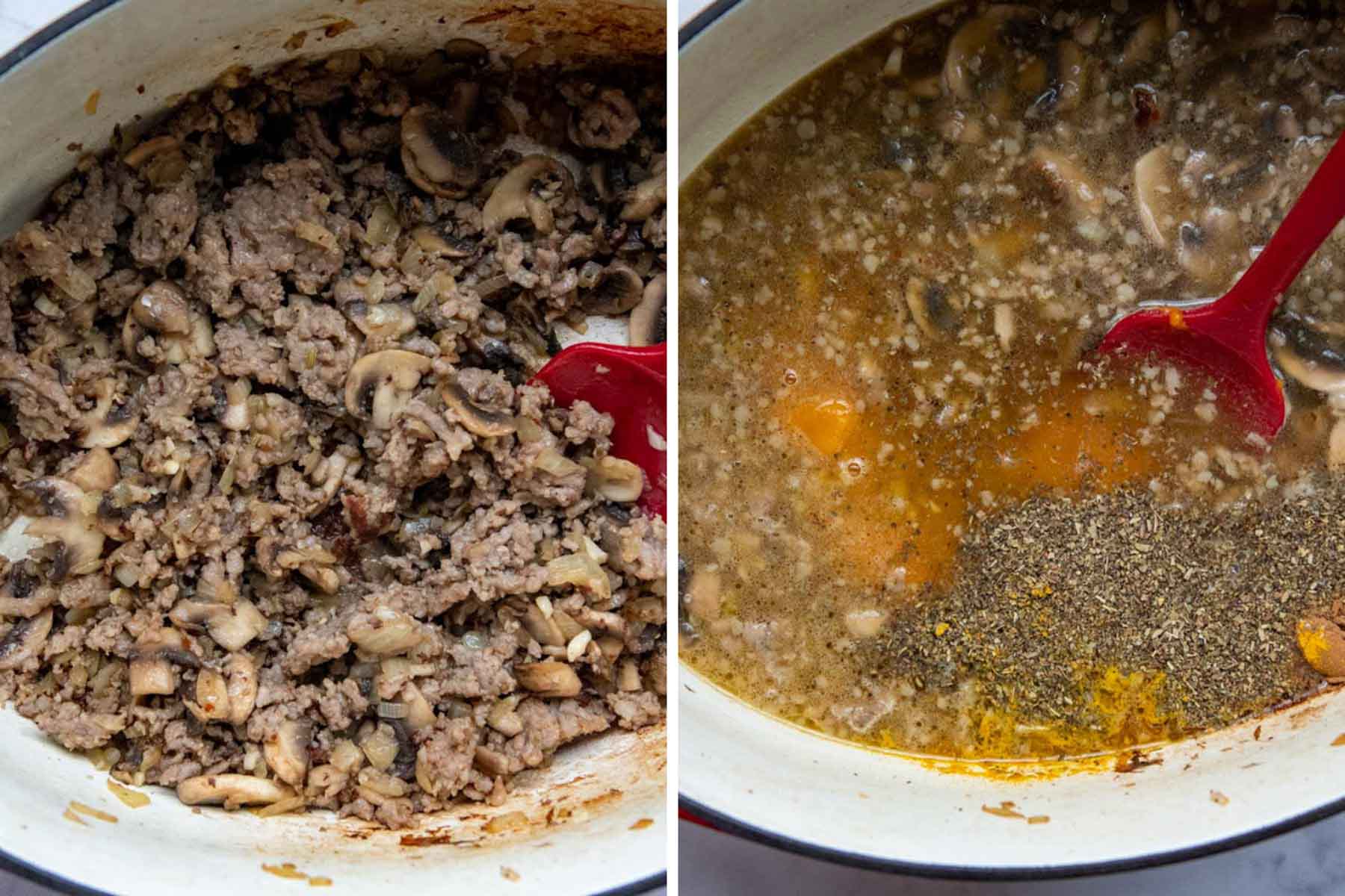 images showing how to make pumpkin sausage soup