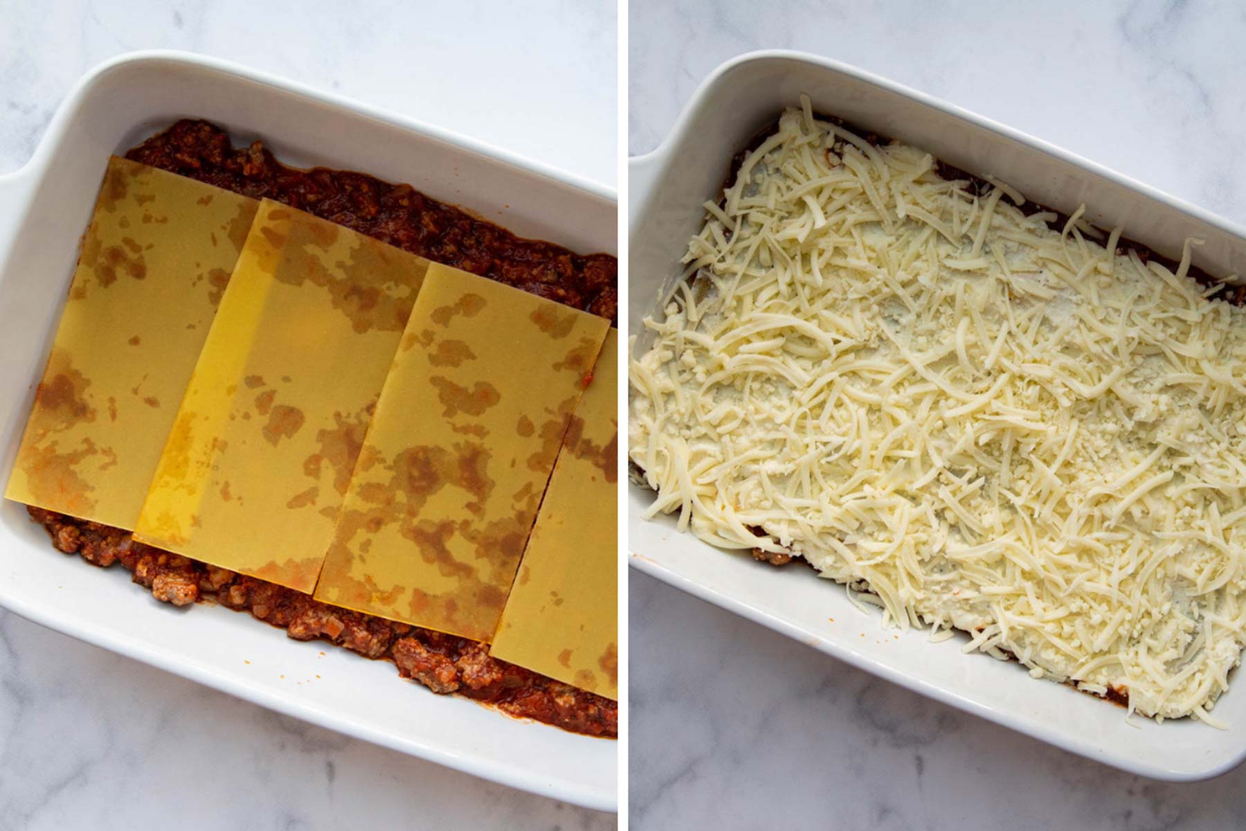 images showing how to layer gluten-free lasagna