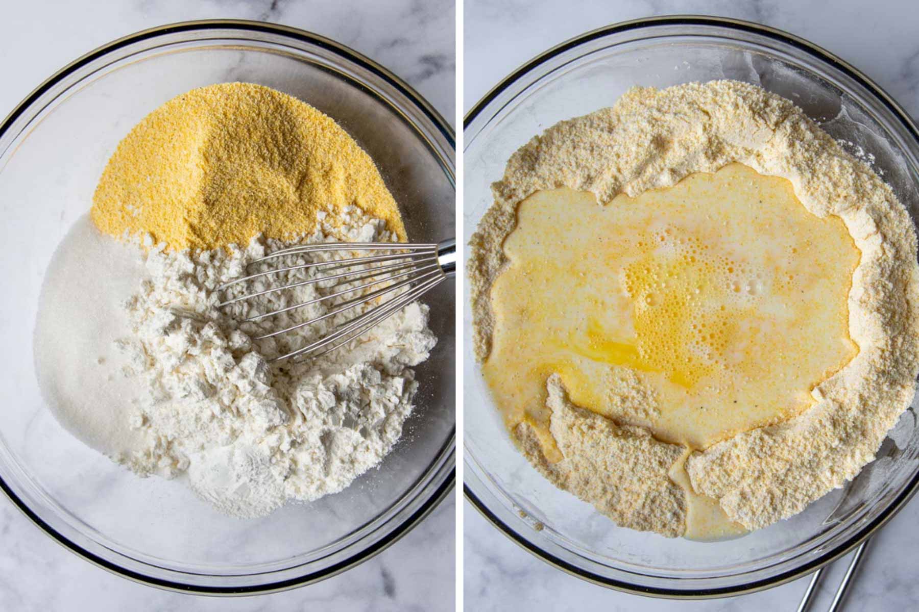 images showing how to make cornbread batter