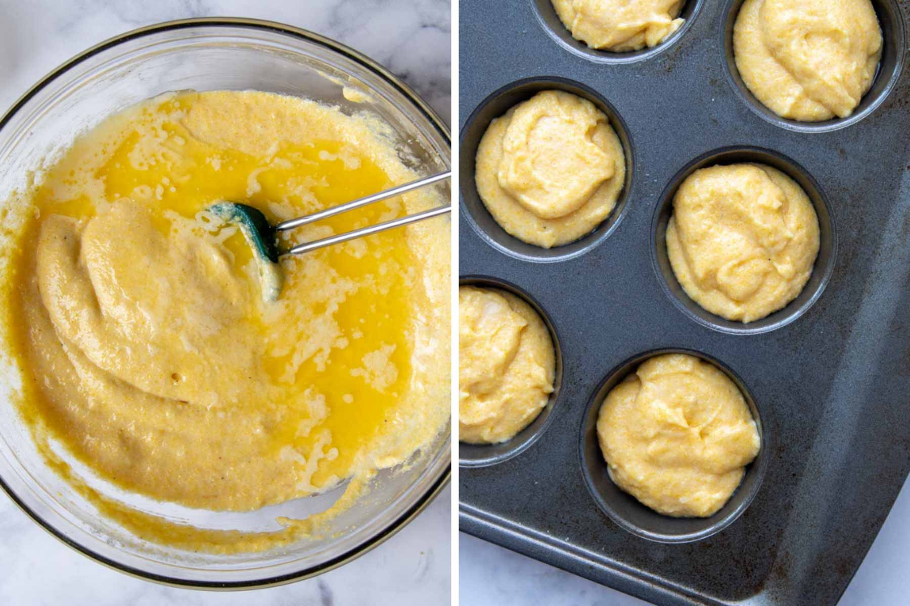 images showing how to make cornbread muffins