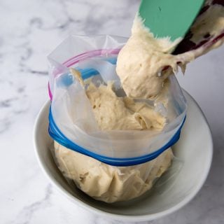 image showing how to scoop the dough into a bag