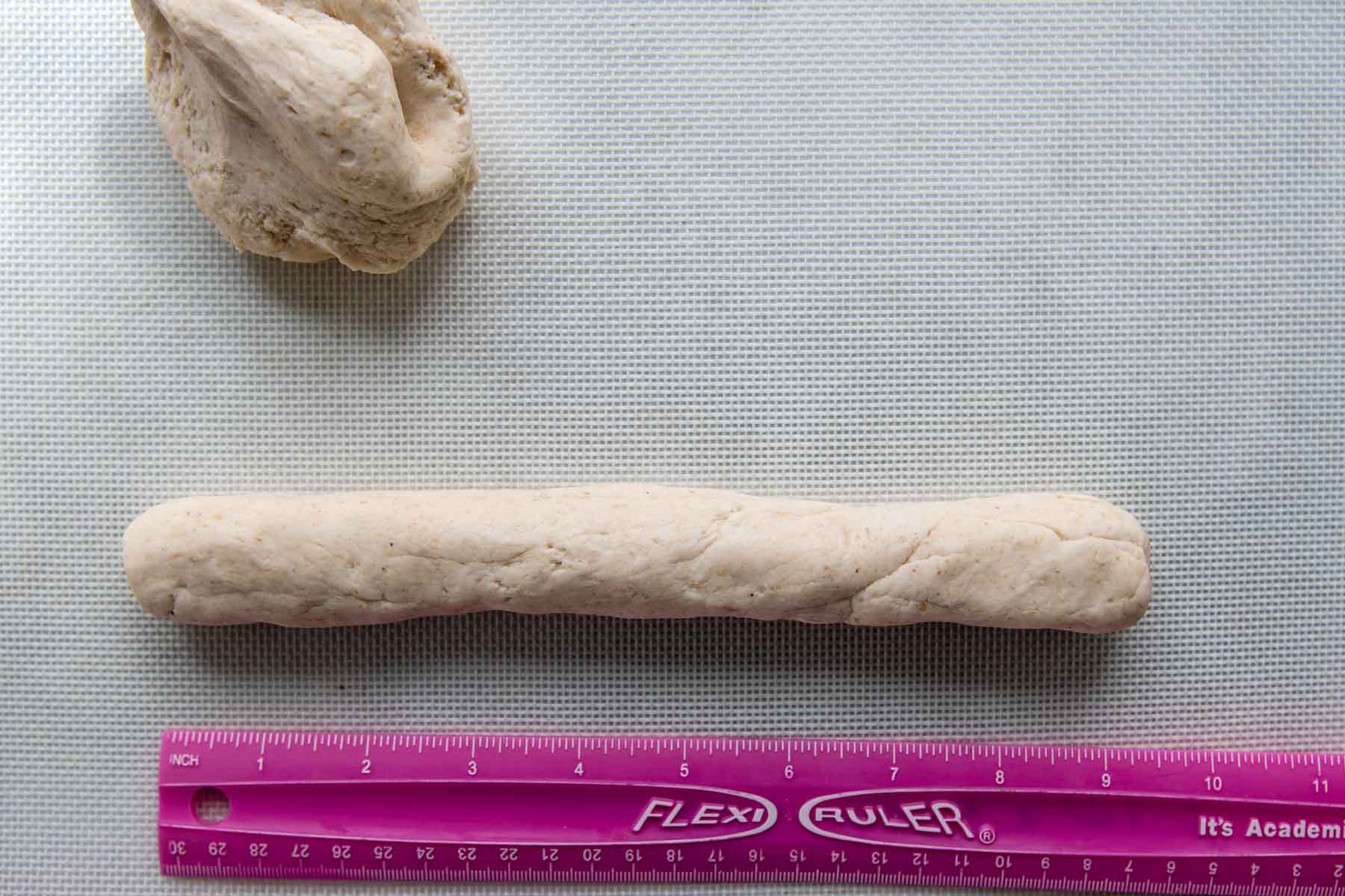 image showing the dough shaped into a rope.