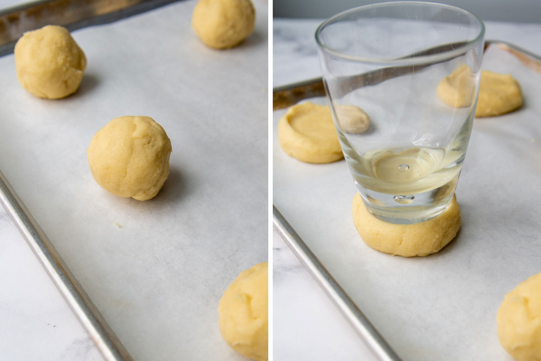 images showing how to shape and flatten the cookies.