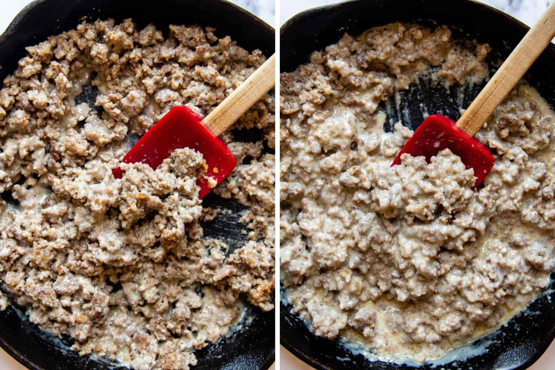 images showing how to make gluten free sausage gravy.
