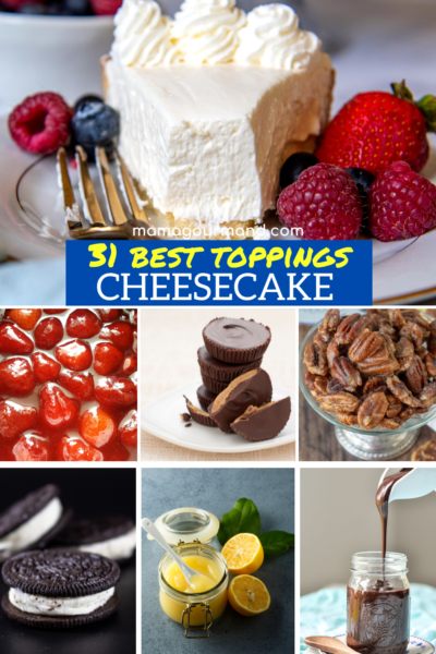 collage of cheesecake toppings
