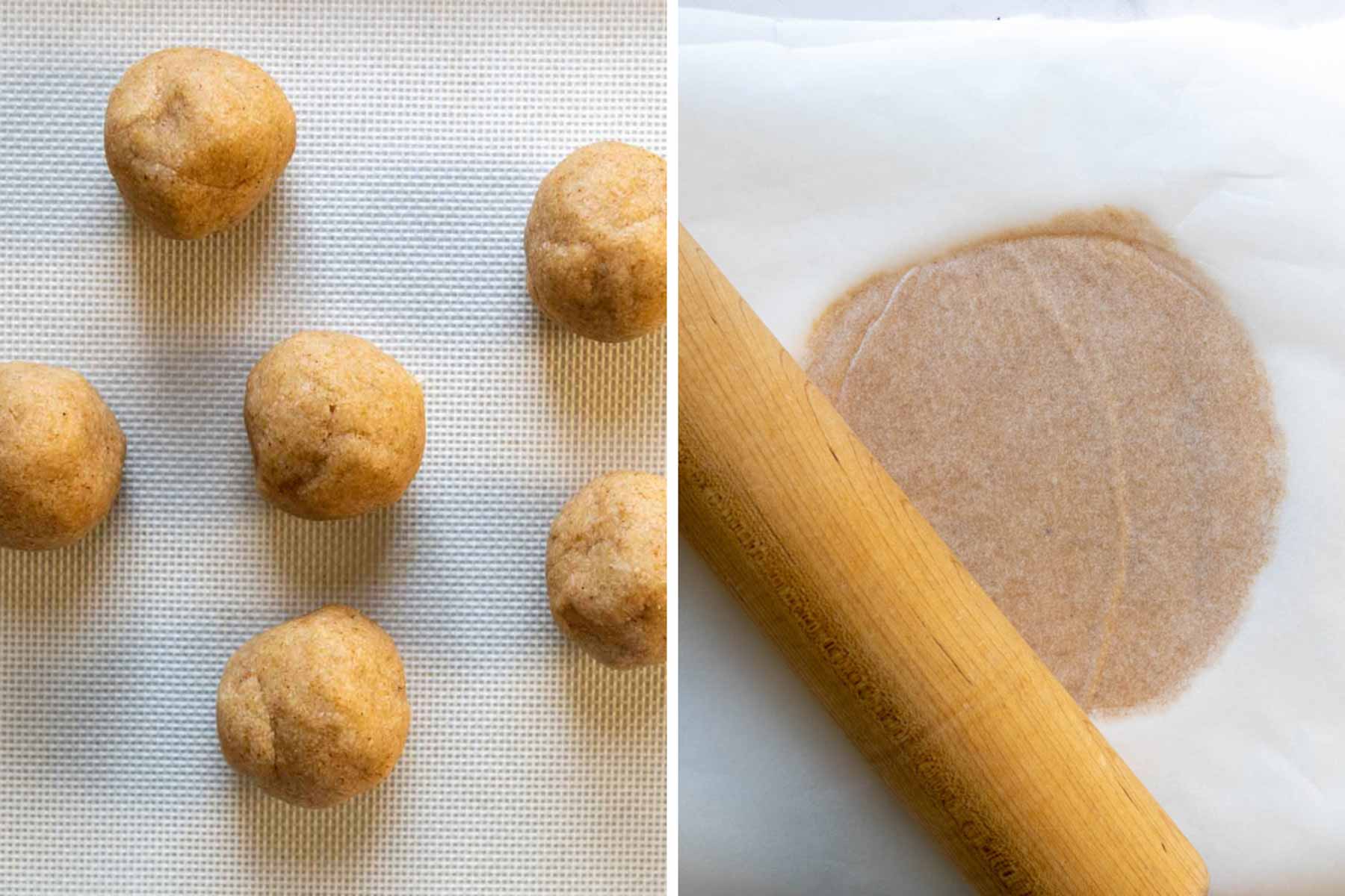 images showing how to divide and roll dough.