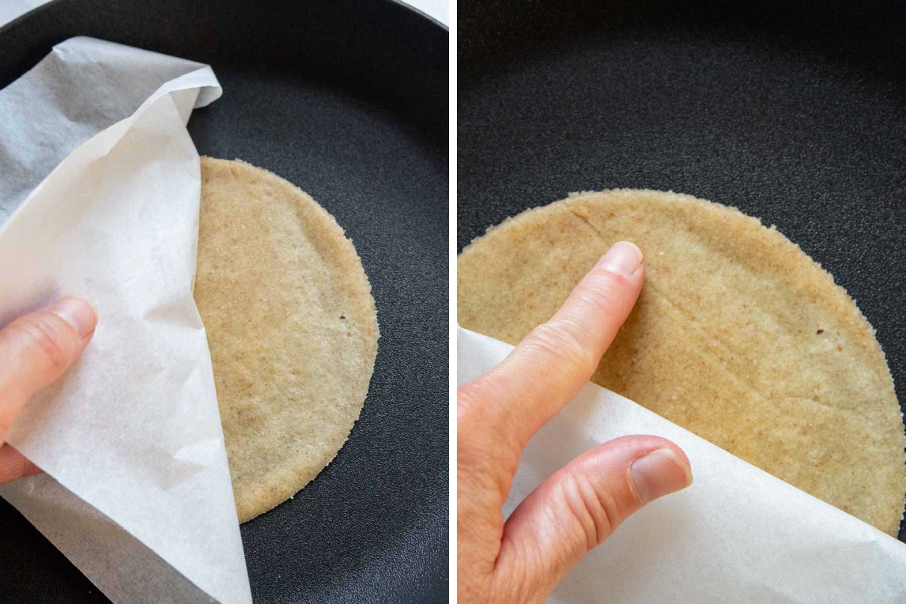 images showing how to cook almond flour tortillas.