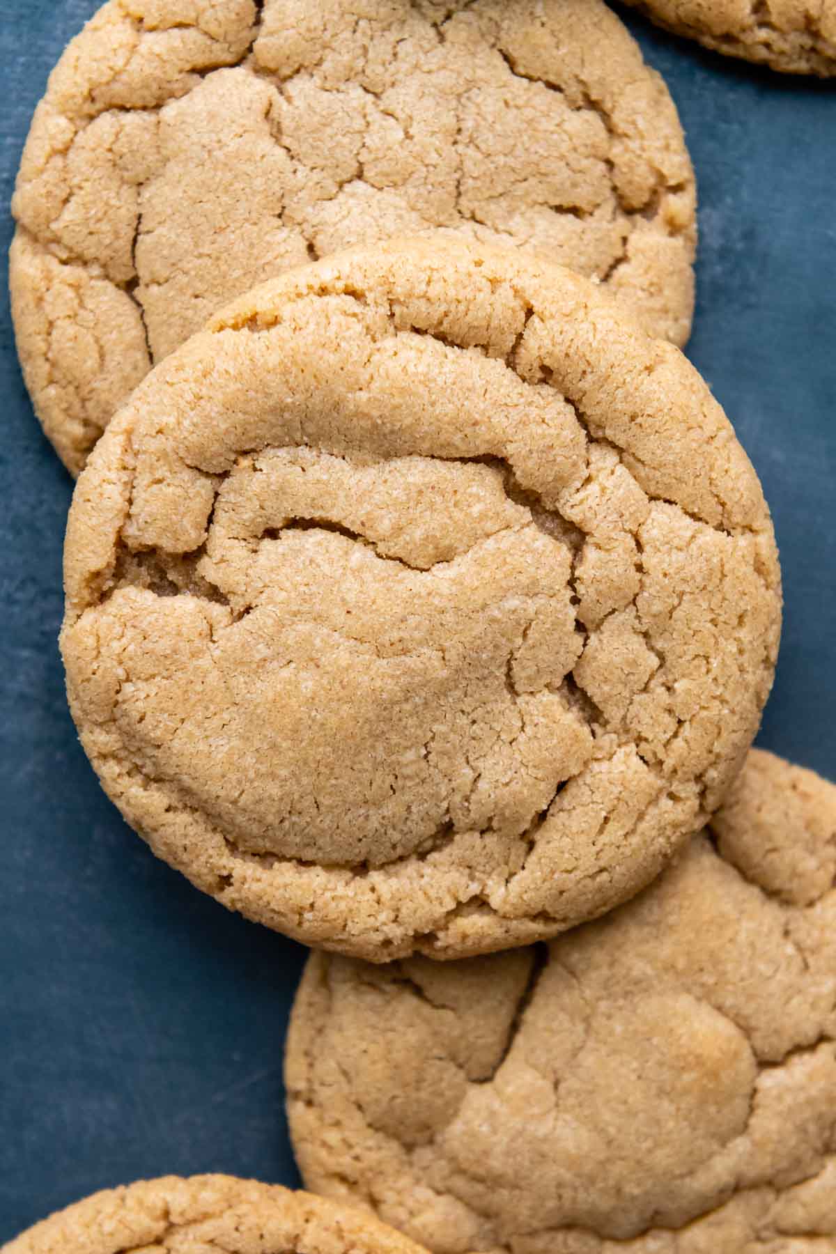 gluten free peanut butter cookie on stack of others.