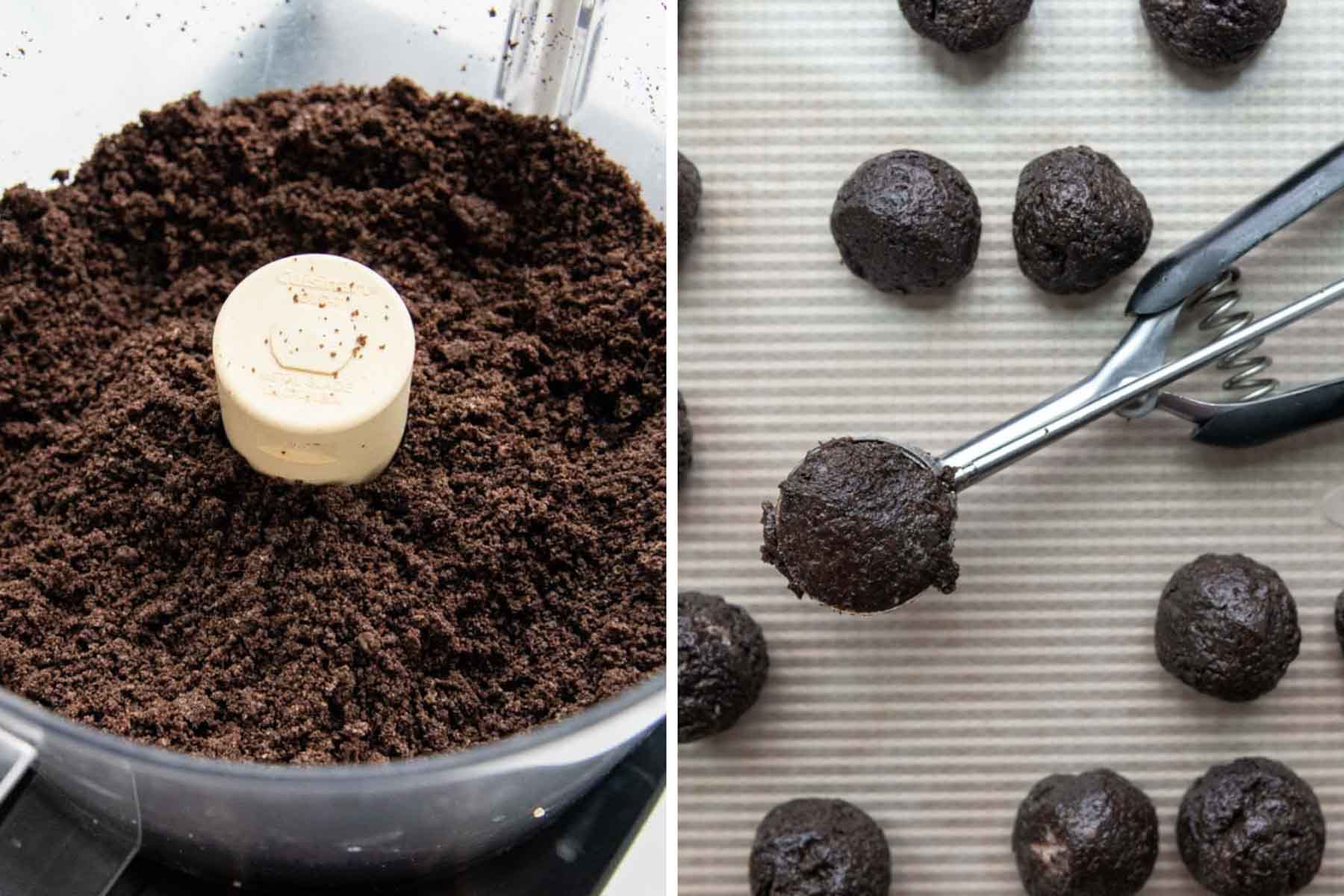 images showing how to make oreo balls.