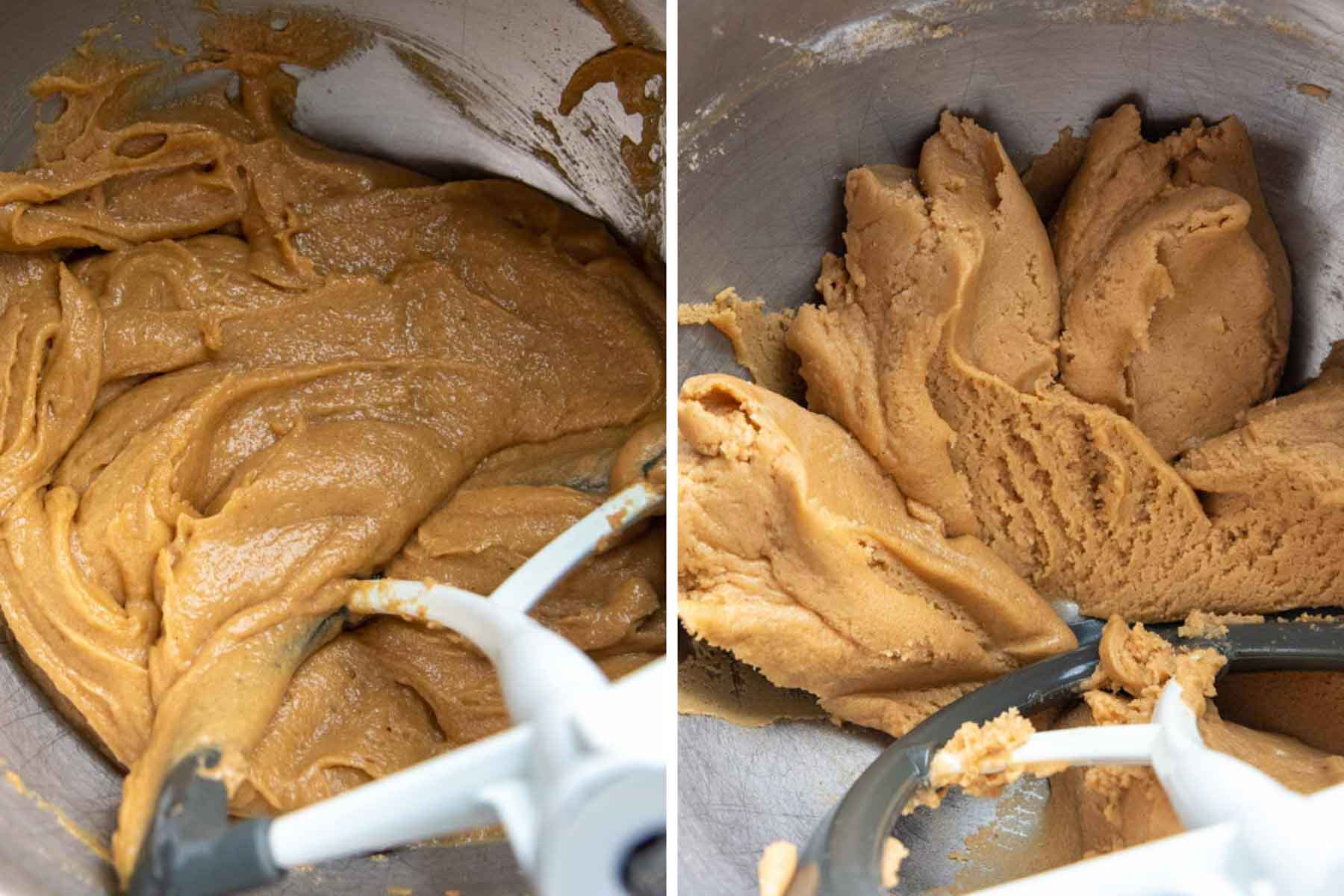 images showing how to make gluten-free peanut butter cookie dough.