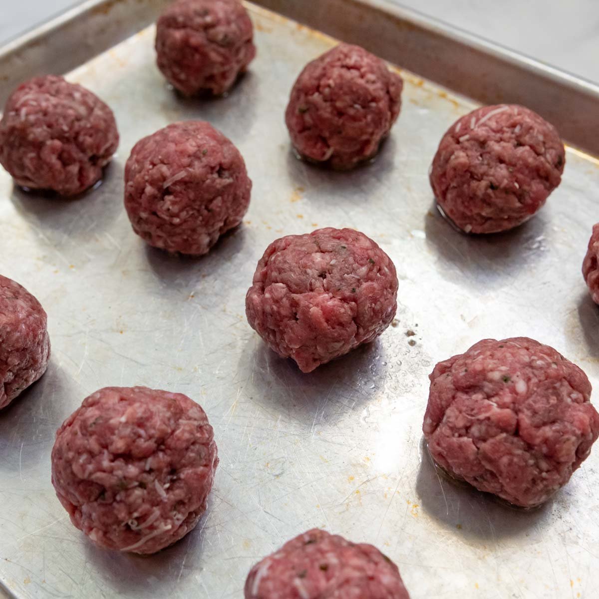 unbaked meatballs.