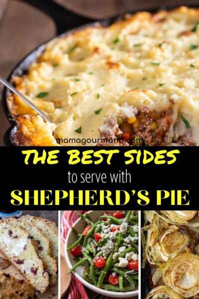image showing shepherd's pie and side dishes to serve with it.