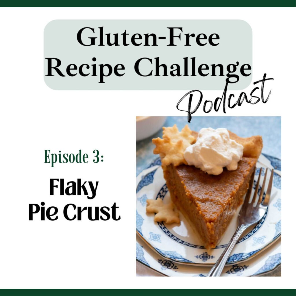 gluten free podcast logo with image of a gluten-free pie.
