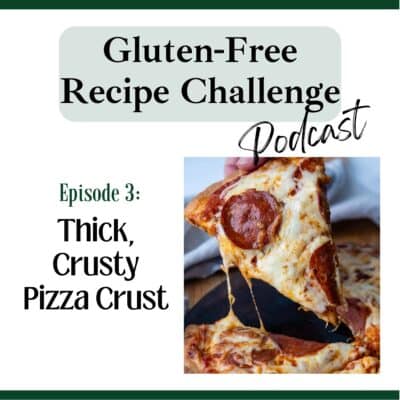gluten-free podcast graphic for GF pizza.