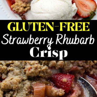 gluten free strawberry rhubarb crisp pinterest pin.
