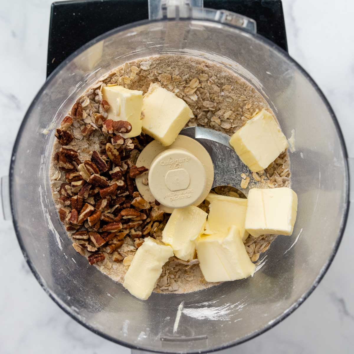 butter and pecans for crisp topping.